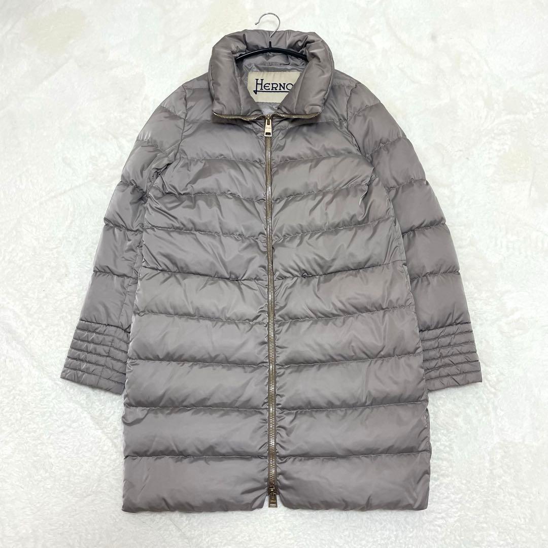 【美品】ヘルノ ポーラーテック ダウンコート 44 2XL相当 グレージュ