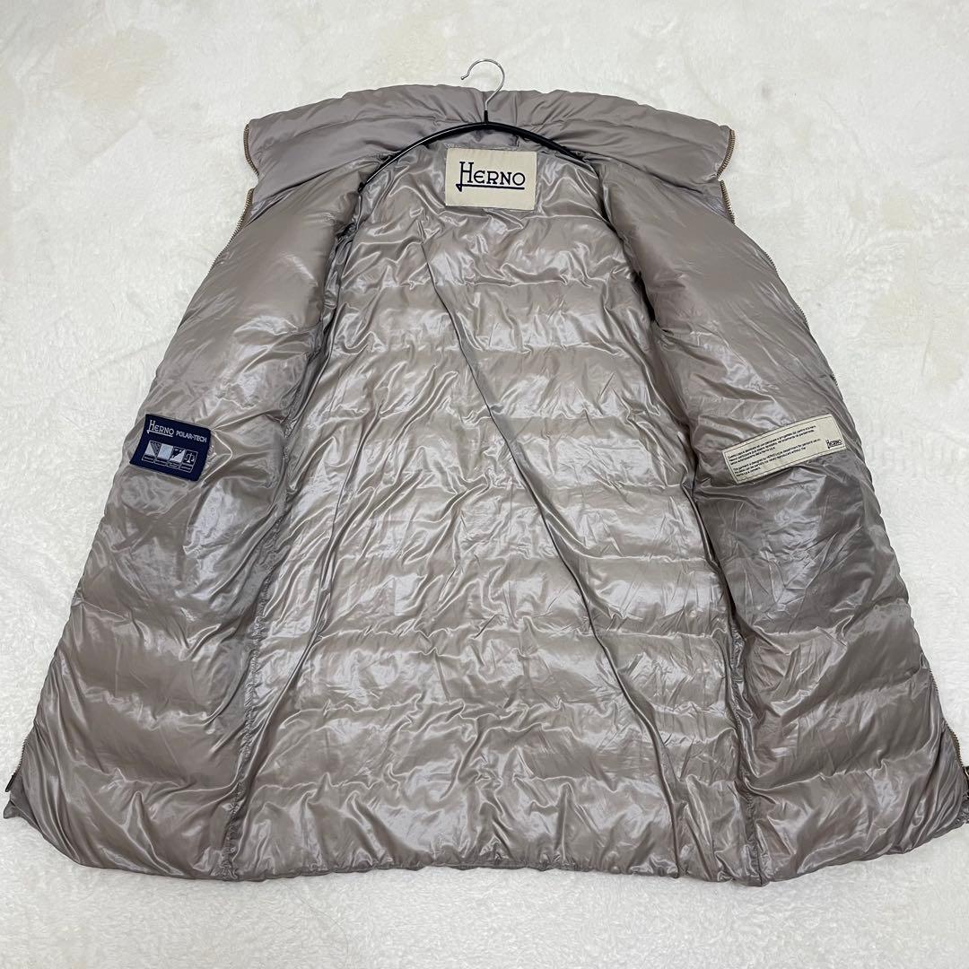 【美品】ヘルノ ポーラーテック ダウンコート 44 2XL相当 グレージュ