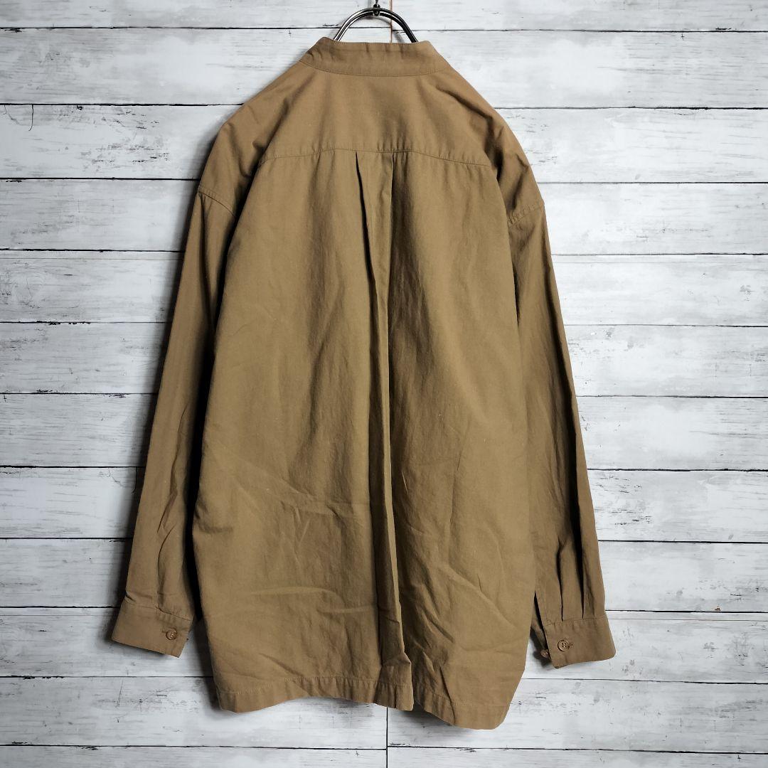 80's イッセイミヤケ 筆タグ ノーカラーシャツ スタンドカラー コットン 綿