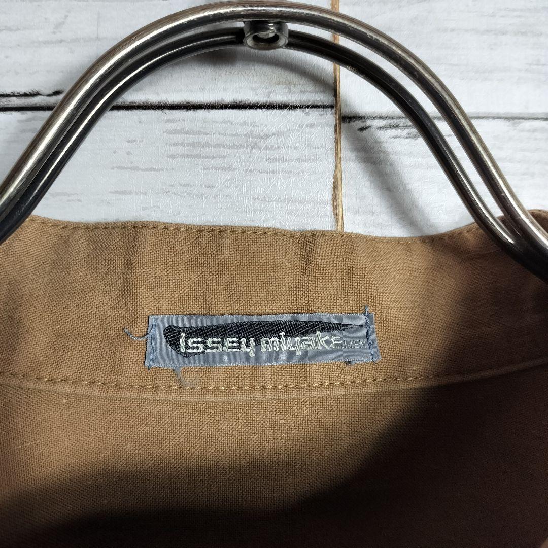 80's イッセイミヤケ 筆タグ ノーカラーシャツ スタンドカラー コットン 綿