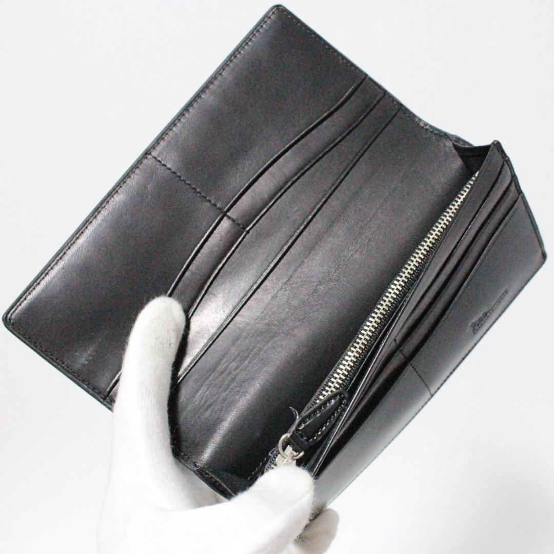 未使用 フィーコ 馬革 コードバンヌオーボ フラップ長財布 黒　Ｋ5934