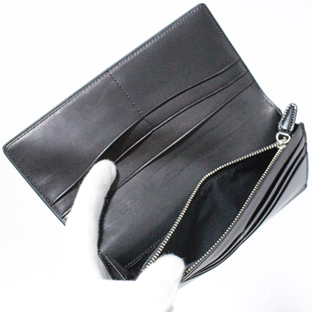 未使用 フィーコ 馬革 コードバンヌオーボ フラップ長財布 黒　Ｋ5934