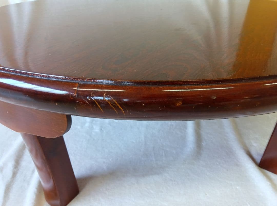 木製ちゃぶ台　折りたたみ　円卓　丸テーブル　座卓　昭和レトロ　古民家家具