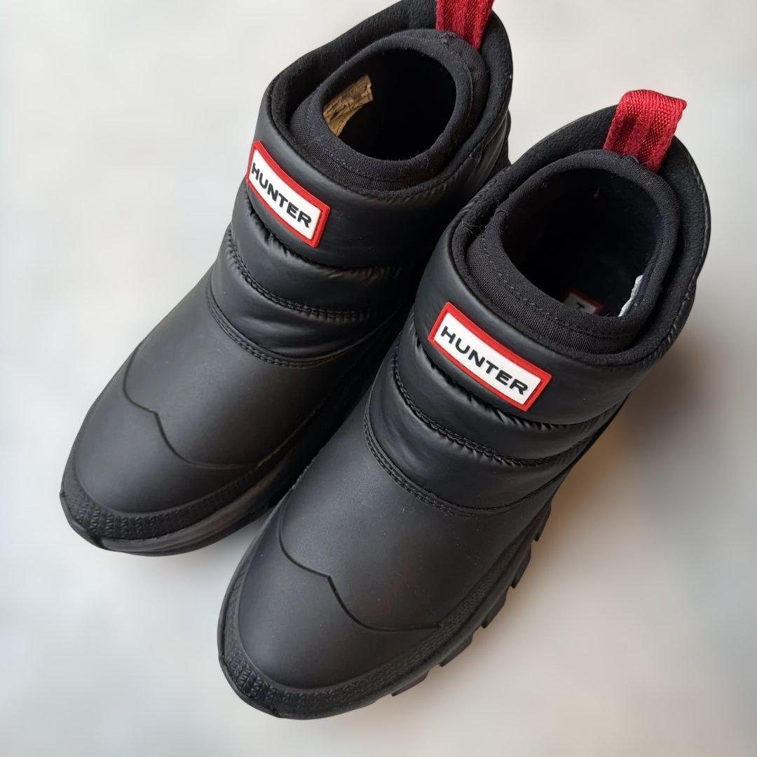 HUNTER ハンター　ブラック ショートブーツ　スノーブーツ UK5