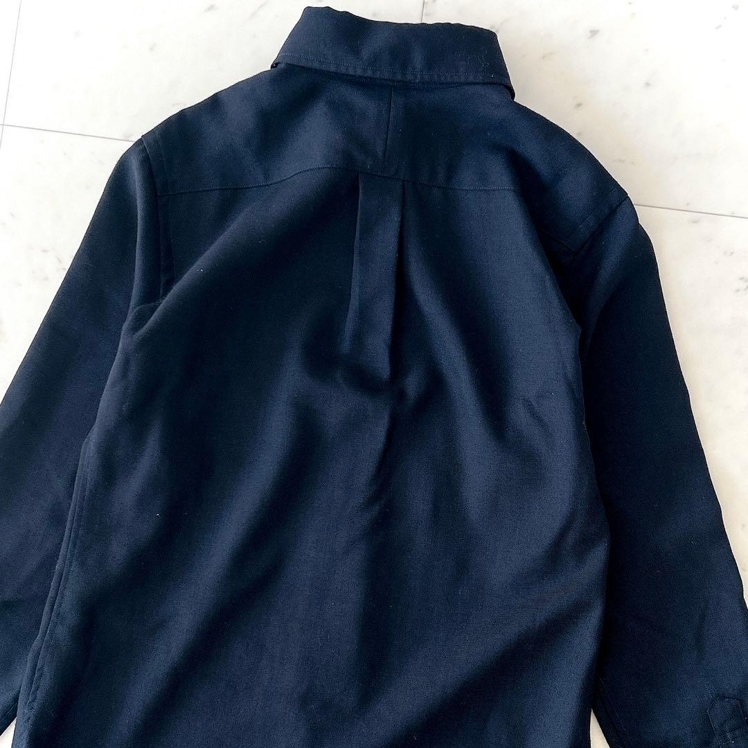 美品 マディソンブルー ウール ボタンダウンシャツ ネイビー 刺繍 長袖シャツ