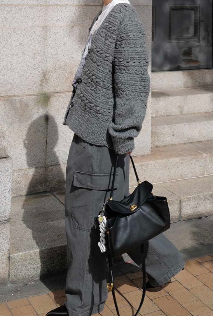 【最終値下げ】MACHATT ウールハンドニットカーディガン　グレー