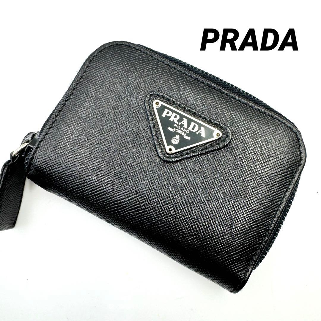 美品✨PRADA プラダ　ケース　ブラック　レザー　三角ロゴ