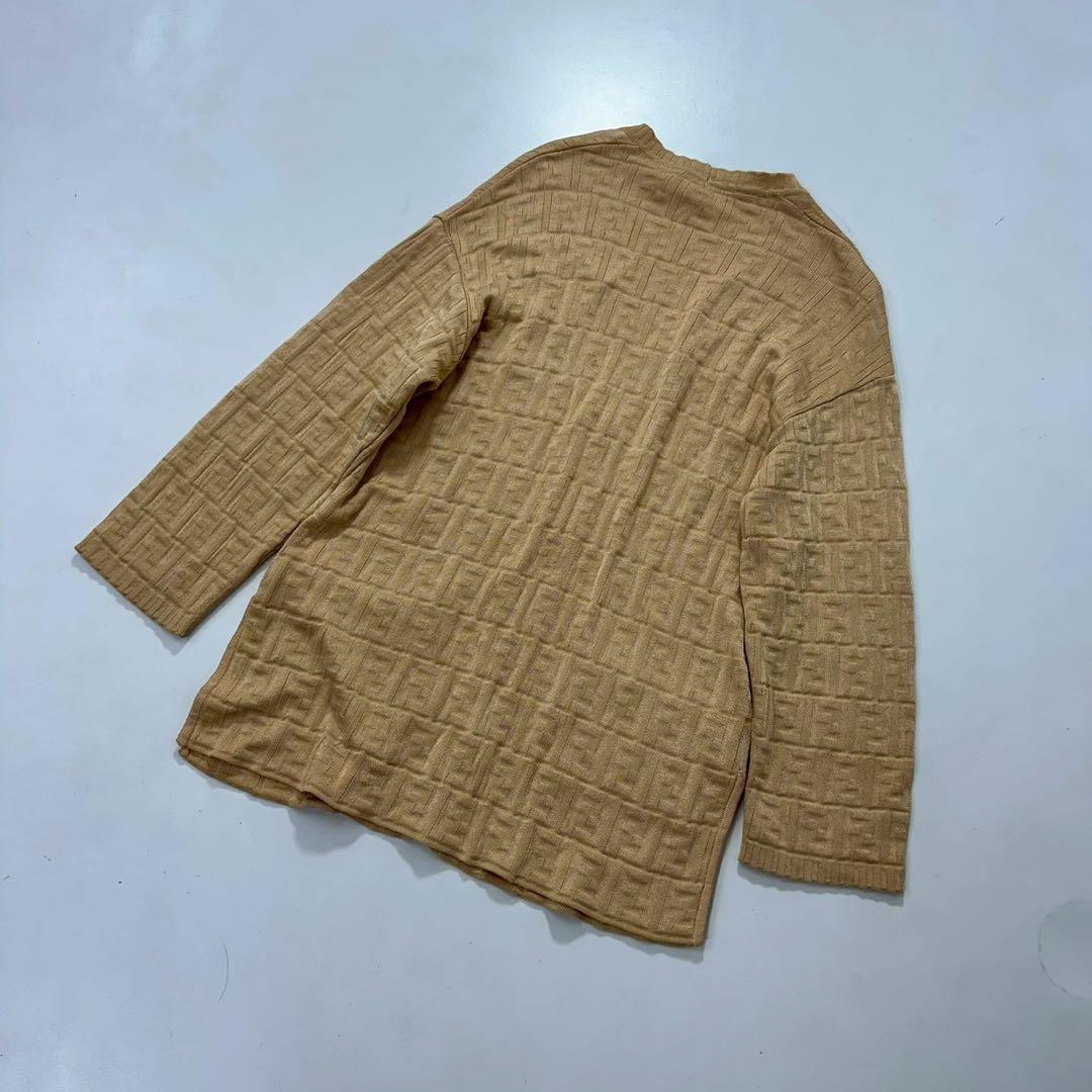 フェンディ ズッカ柄 ニットカーディガン ブラウン系 イタリア製 地模様