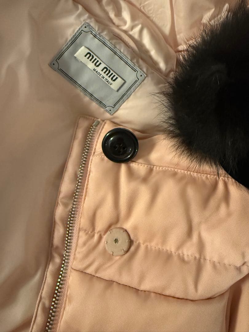 miu miu リアルファーダウンコート ピンク36