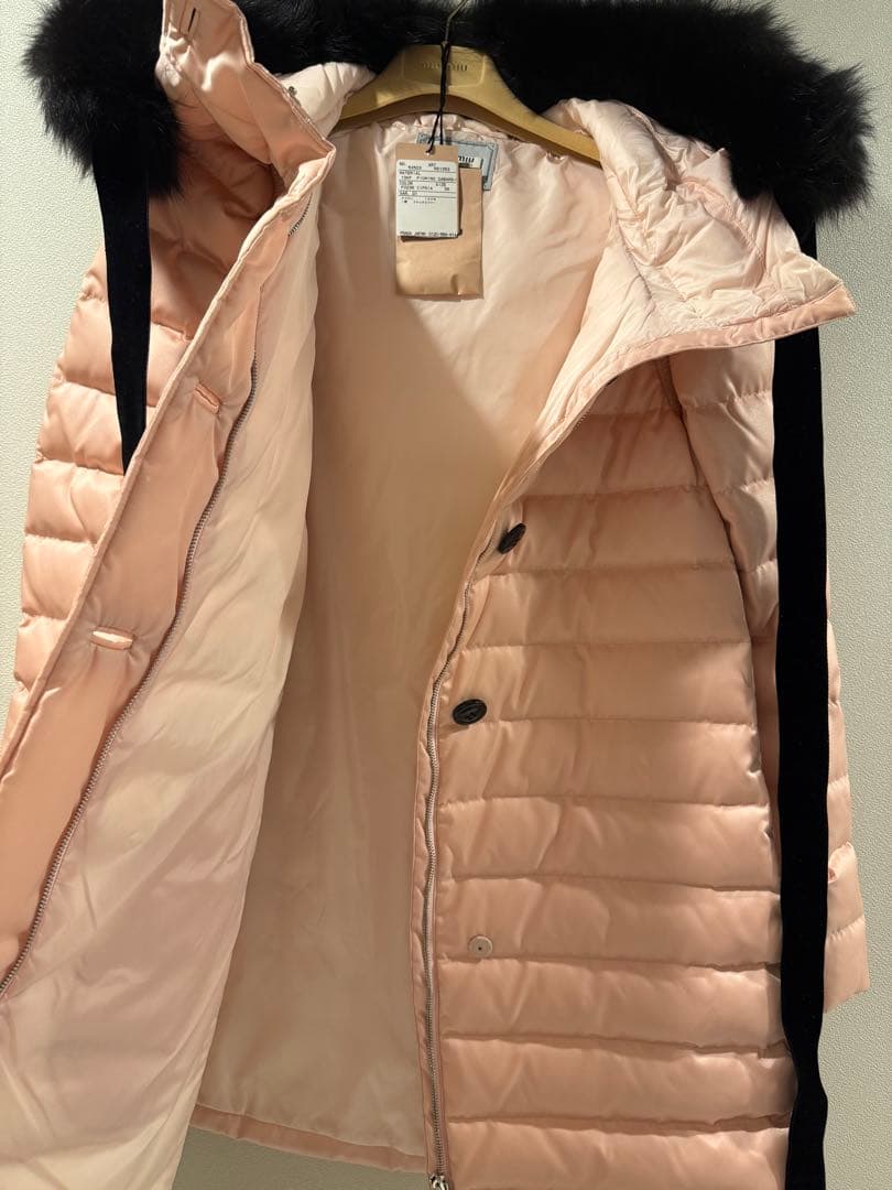 miu miu リアルファーダウンコート ピンク36