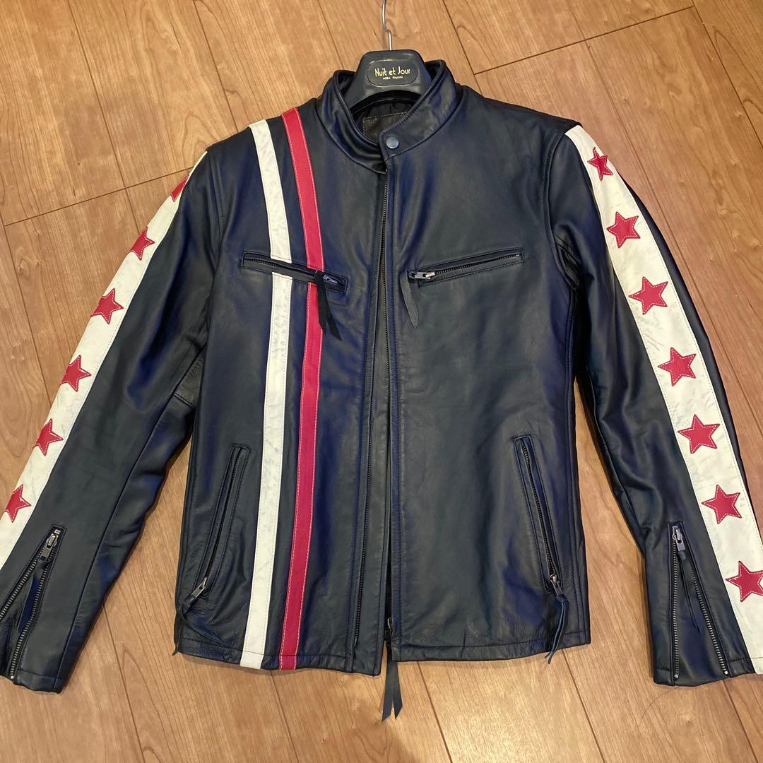レザージャケット ストライプ 星柄