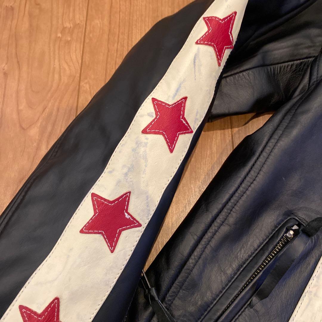 レザージャケット ストライプ 星柄