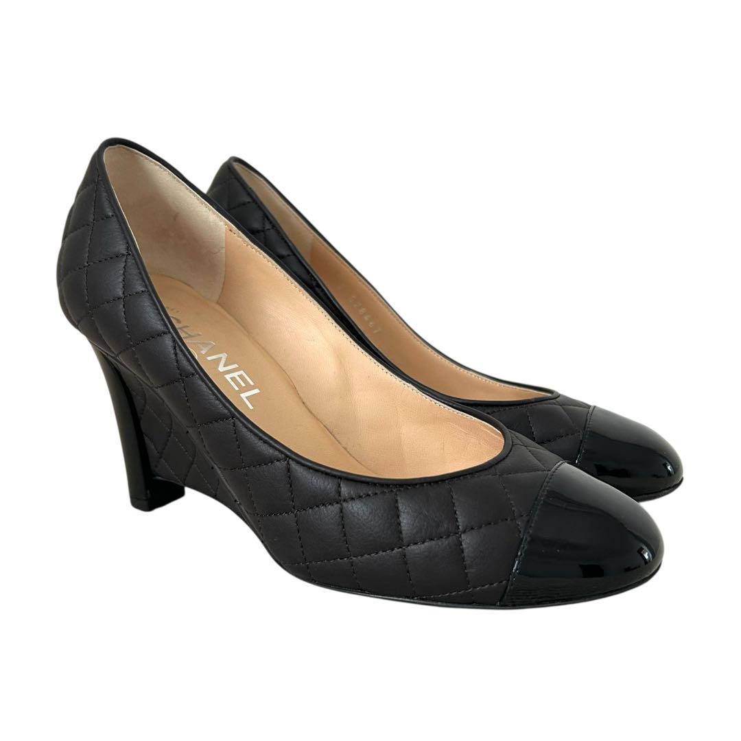 美品 CHANEL シャネル マトラッセ ココマーク パンプス 黒 24cm