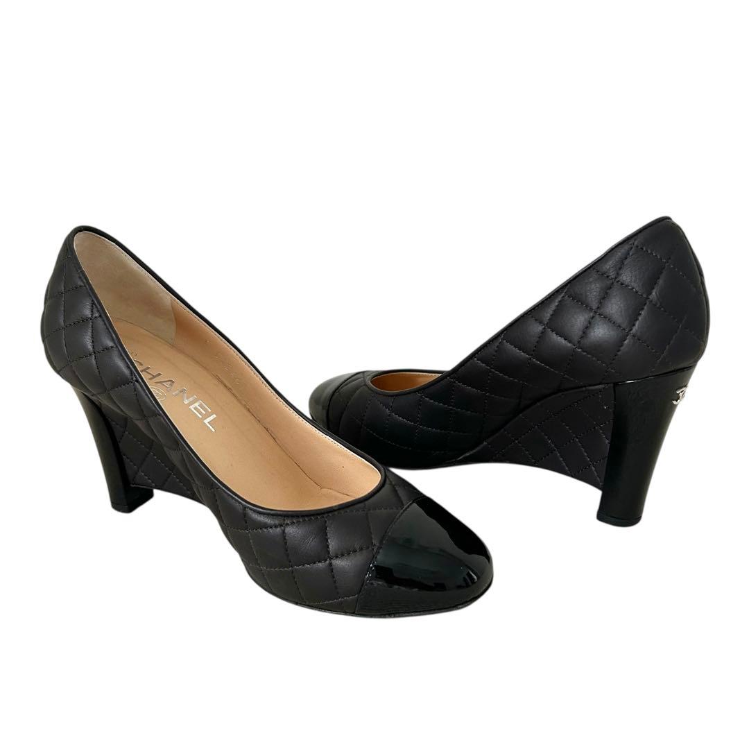 美品 CHANEL シャネル マトラッセ ココマーク パンプス 黒 24cm