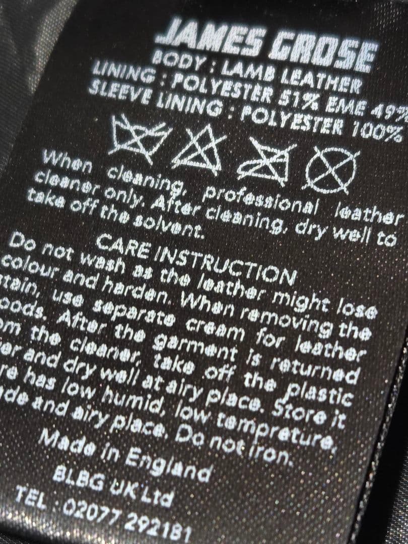 ★値下げ★美品★JAMES GROSE 英国製 ラムレザー シングルライダース