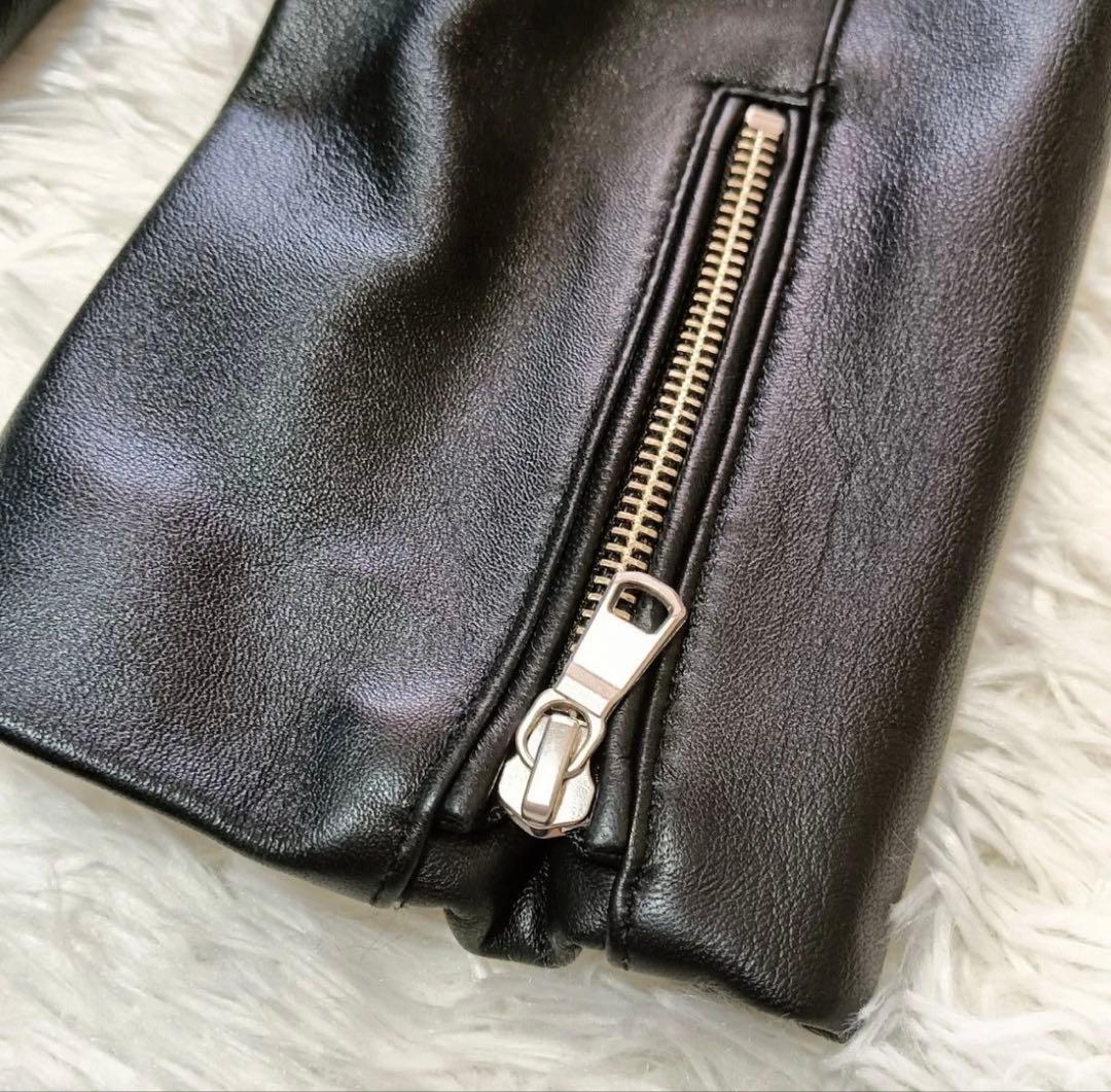 【極美品】ナノユニバース 本革 ラムレザー ライダースジャケット シングル L