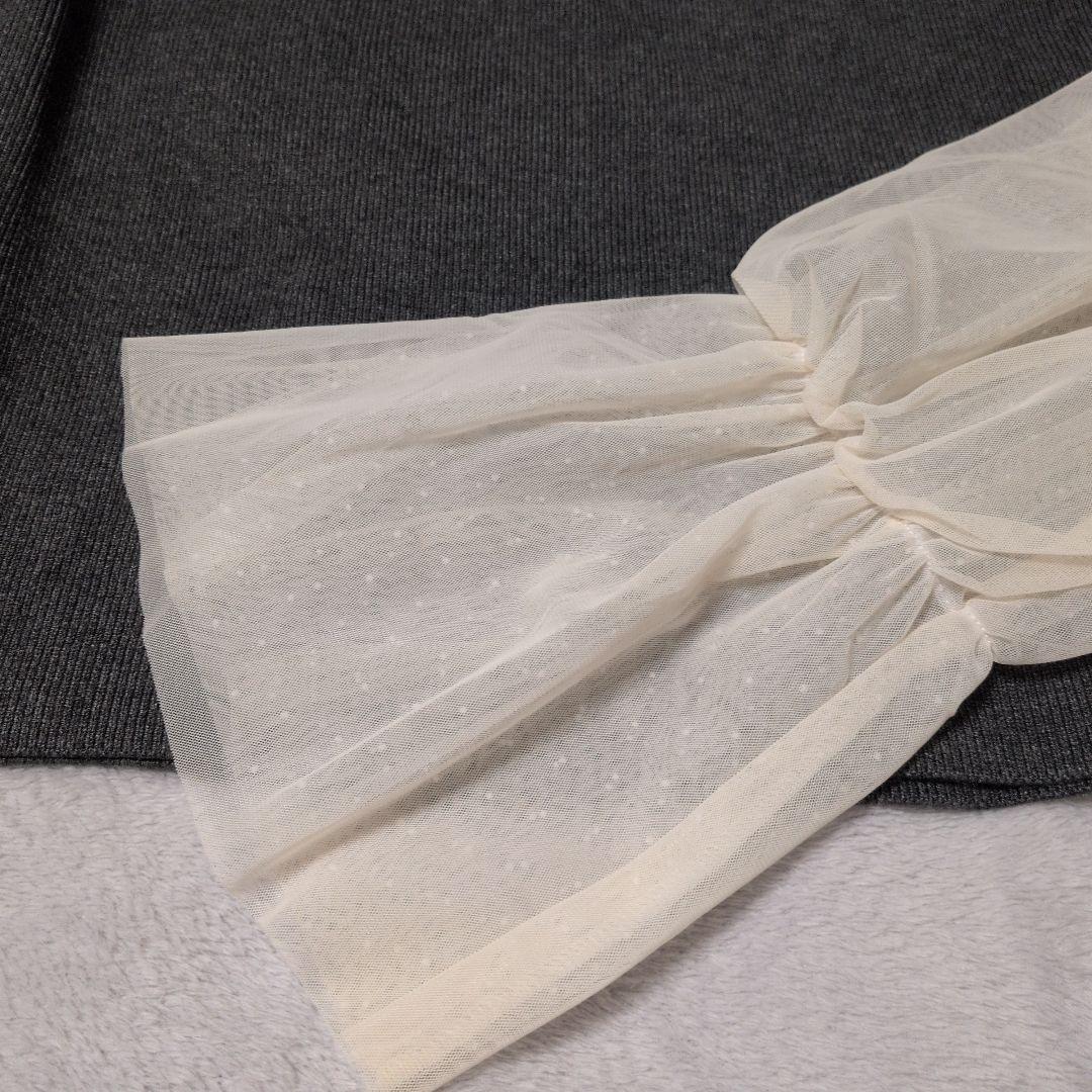 Her lip to TulleSleeveKnitTop Sサイズ　gray
