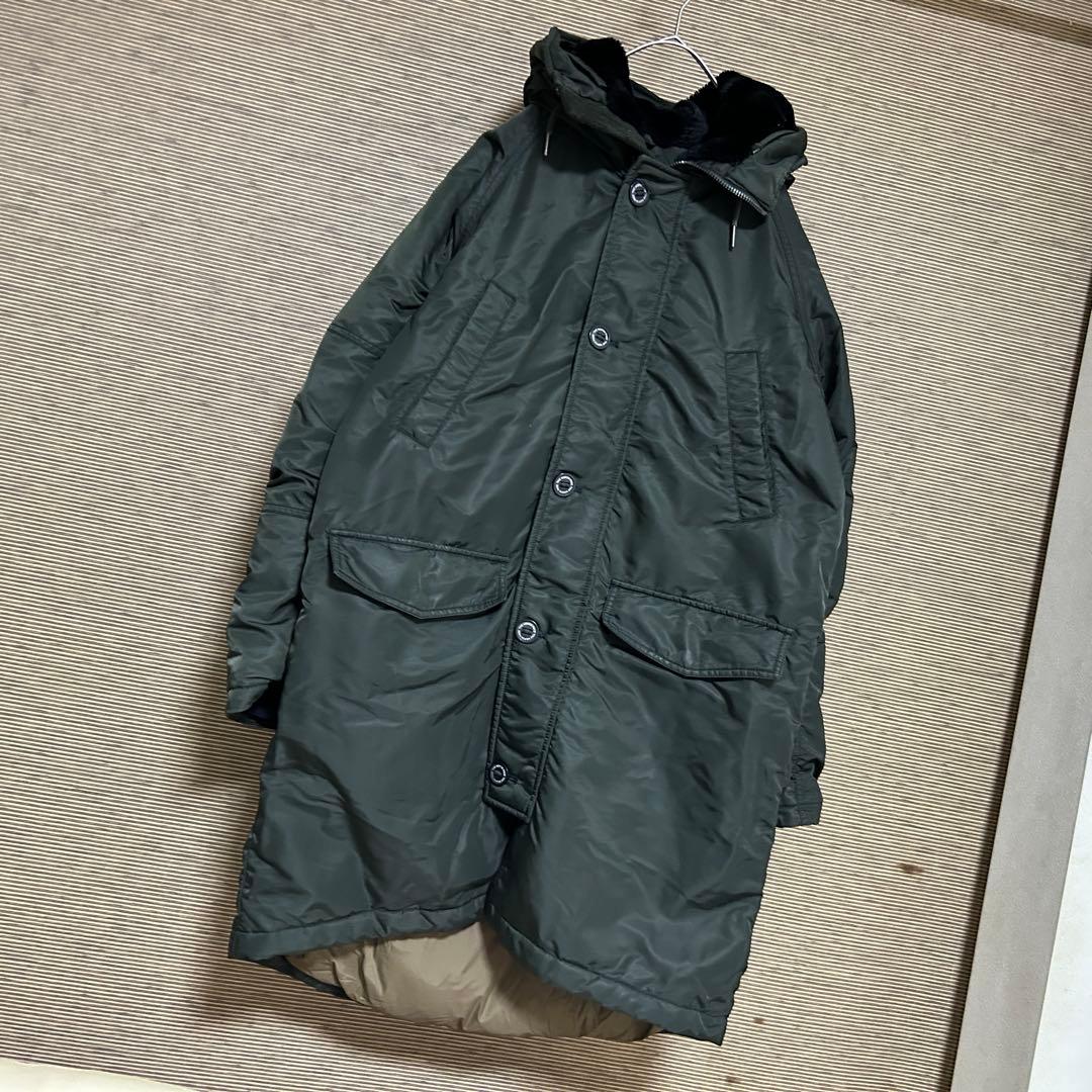 【ノースフェイス】ダウンジャケット モッズコート　MA1　刺繍　カーキーC5