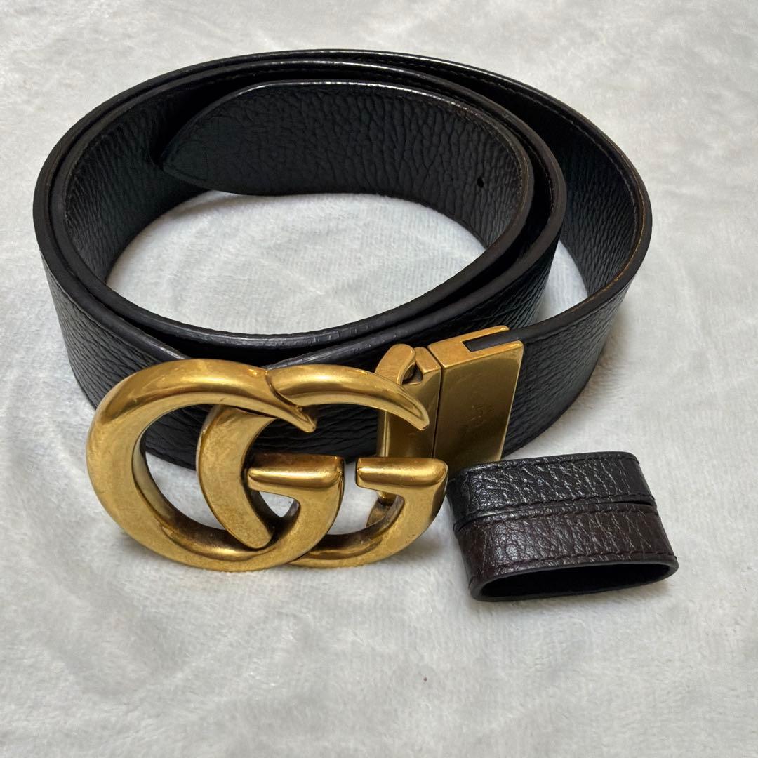 GUCCI リバーシブル レザー ベルト(ダブルG バックル)