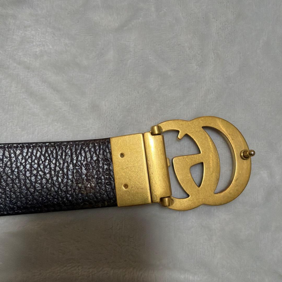 GUCCI リバーシブル レザー ベルト(ダブルG バックル)