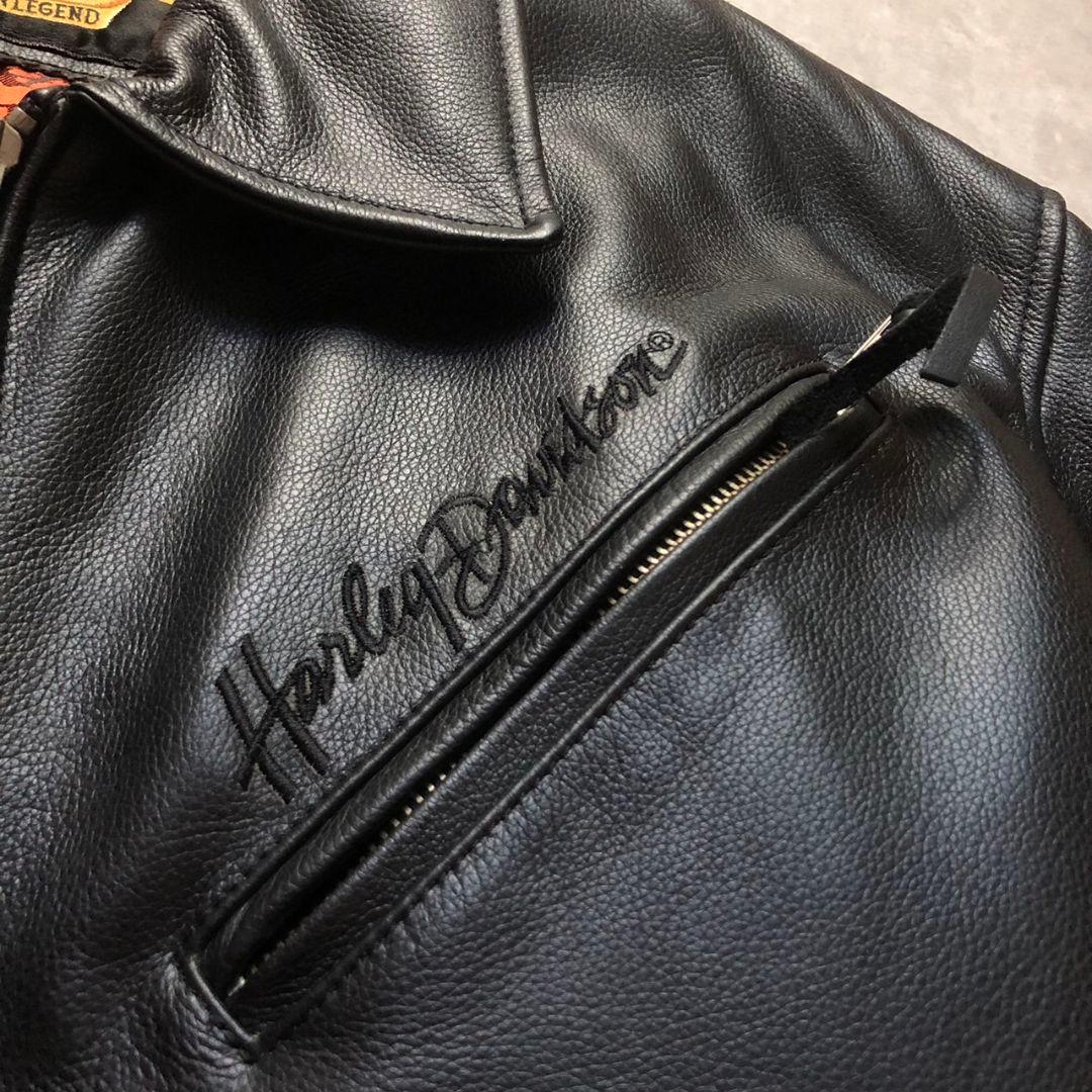 90s~00sハーレーダビッドソンイーグルロゴ牛革シングルライダースジャケット