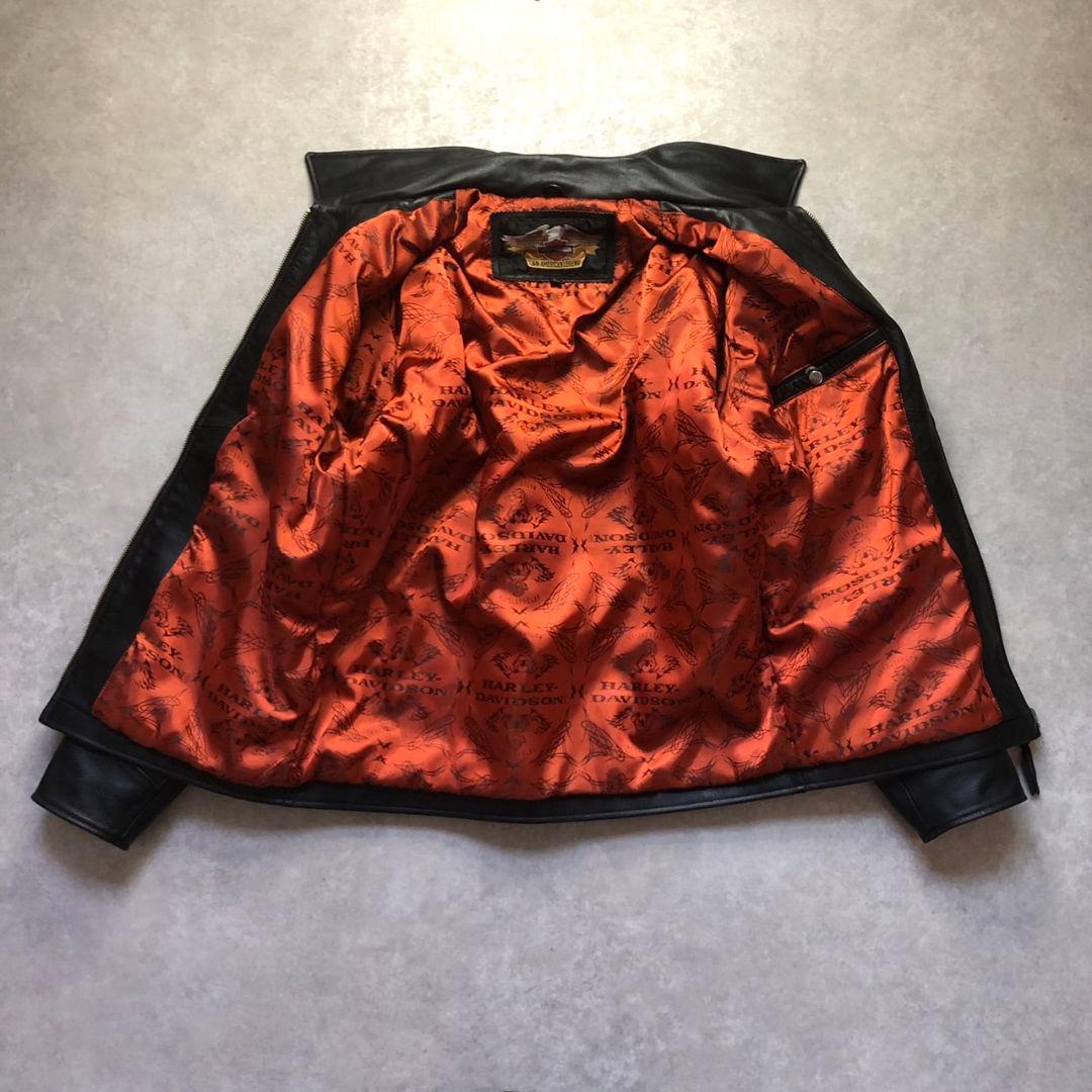 90s~00sハーレーダビッドソンイーグルロゴ牛革シングルライダースジャケット