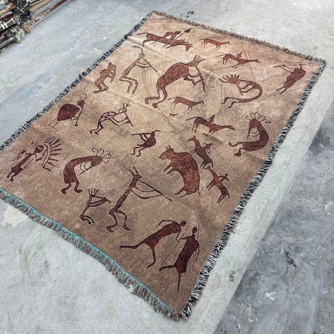 壁画風　マルチカバー　ソファーカバー　ヴィンテージラグ　177x133