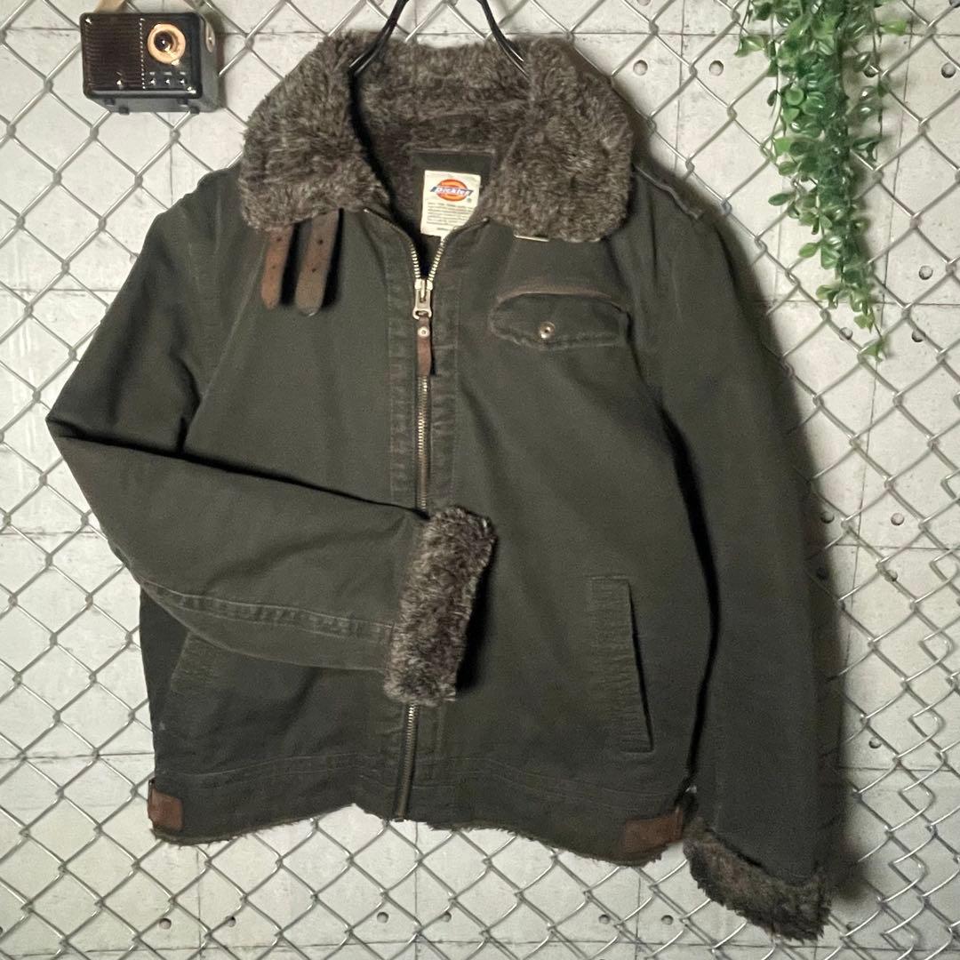 Dickies ディッキーズ ダックジャケット ボア裏地 ブラック系 L