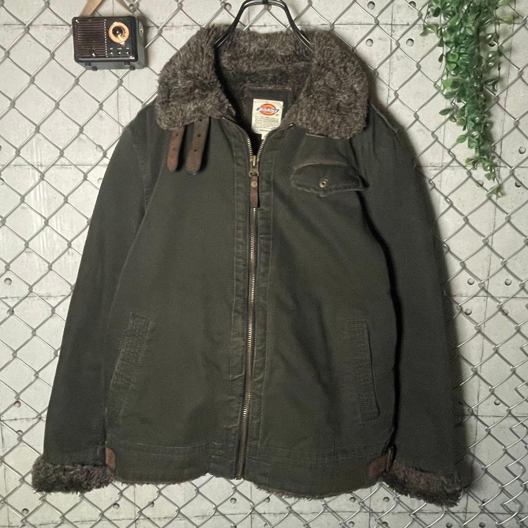 Dickies ディッキーズ ダックジャケット ボア裏地 ブラック系 L