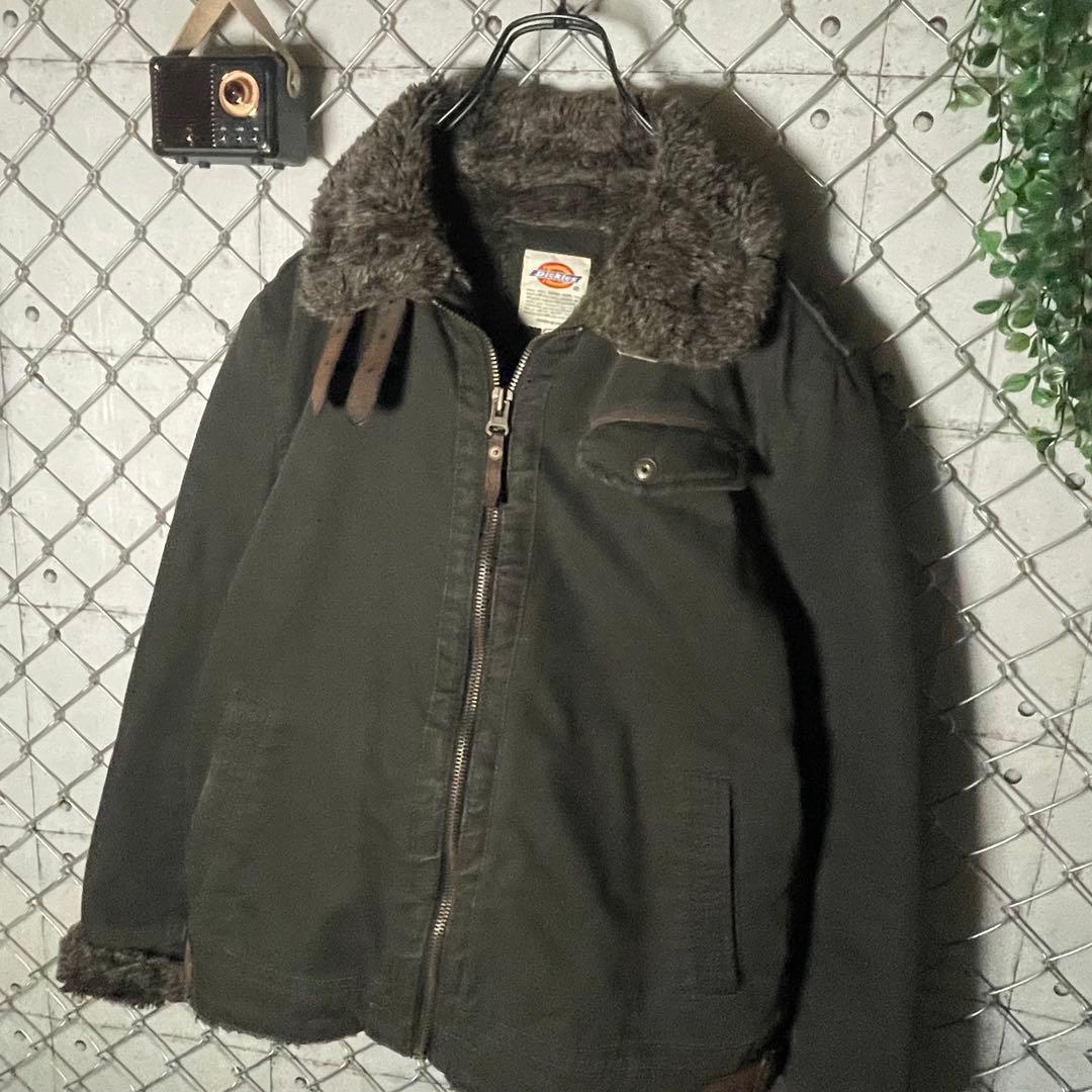 Dickies ディッキーズ ダックジャケット ボア裏地 ブラック系 L