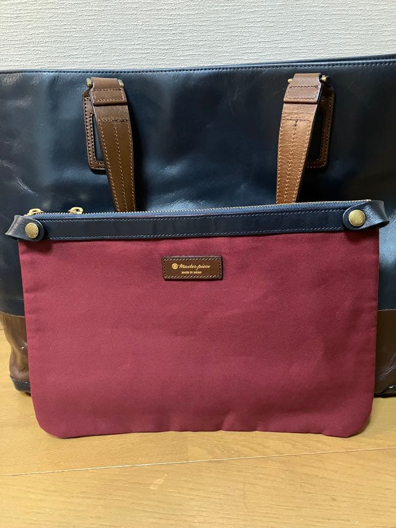 【美品】master-piece トートバッグ ネイビー ブラウン