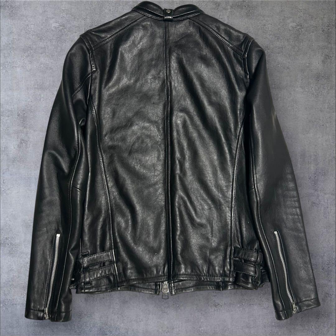 【美品】ジャックローズ シングルライダース ラムレザー ブラック Lサイズ