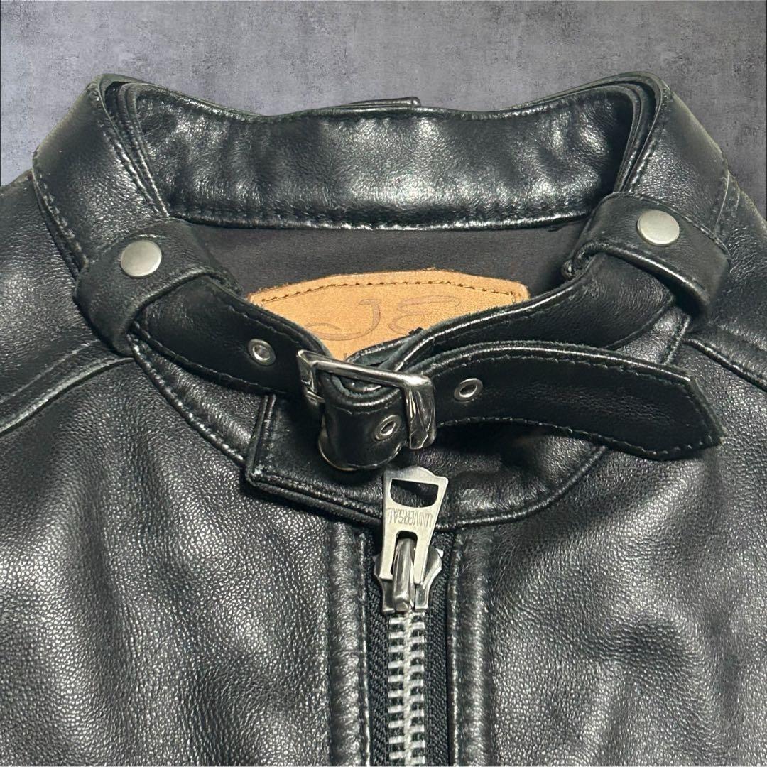 【美品】ジャックローズ シングルライダース ラムレザー ブラック Lサイズ