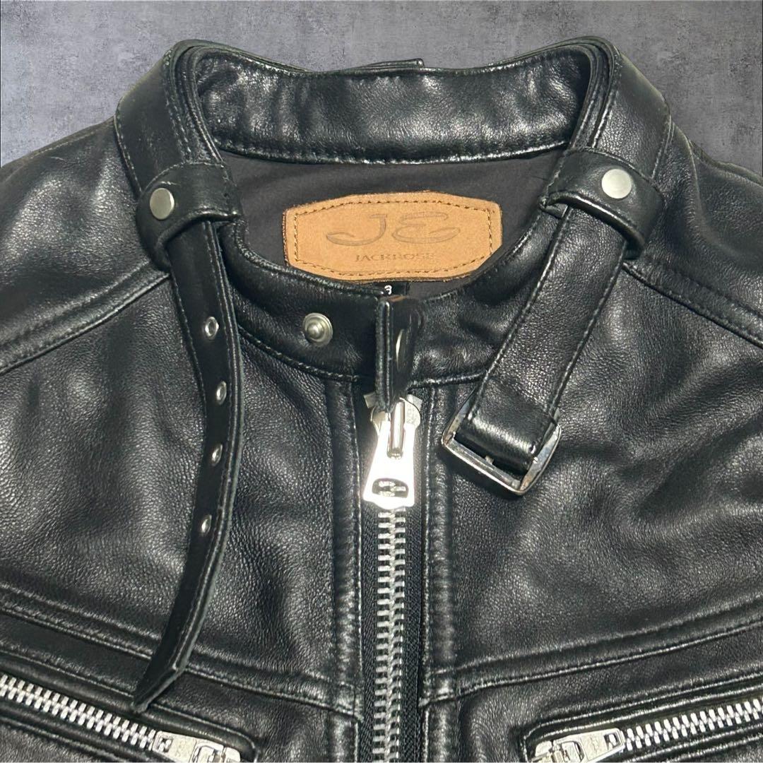 【美品】ジャックローズ シングルライダース ラムレザー ブラック Lサイズ