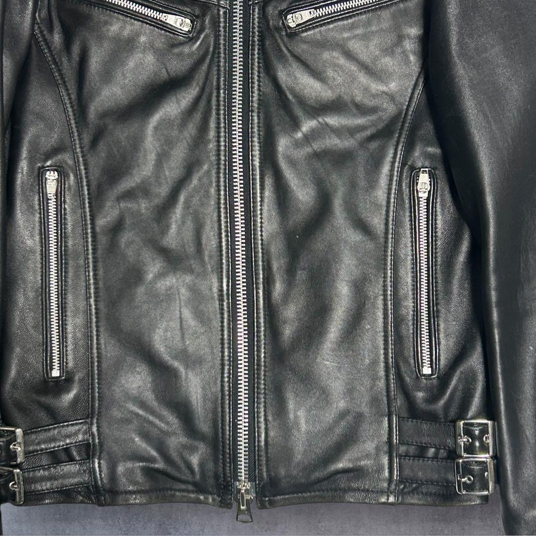 【美品】ジャックローズ シングルライダース ラムレザー ブラック Lサイズ