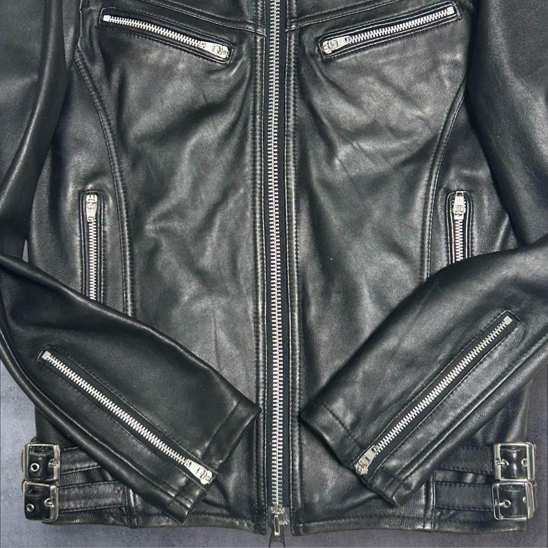 【美品】ジャックローズ シングルライダース ラムレザー ブラック Lサイズ