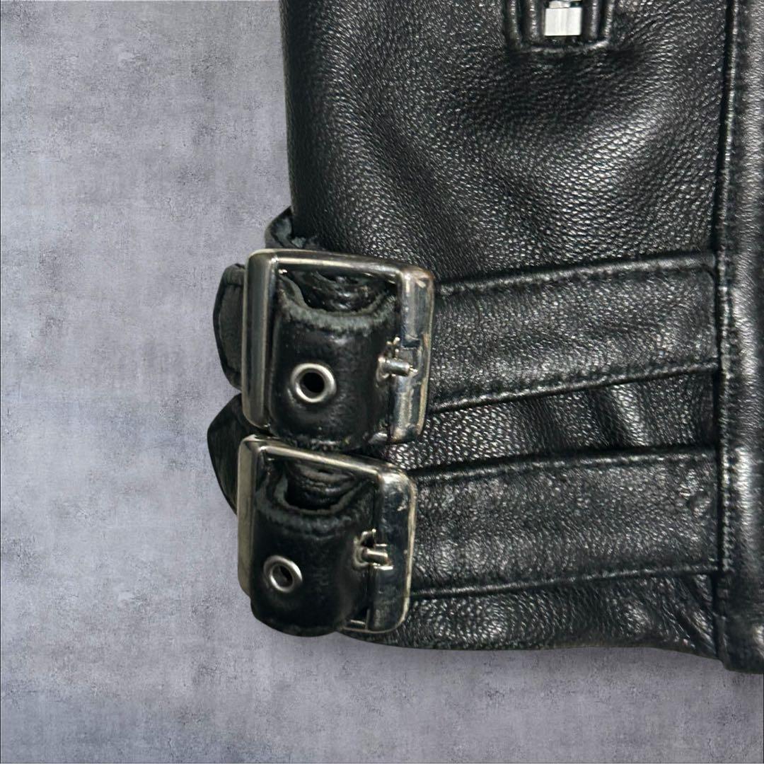 【美品】ジャックローズ シングルライダース ラムレザー ブラック Lサイズ