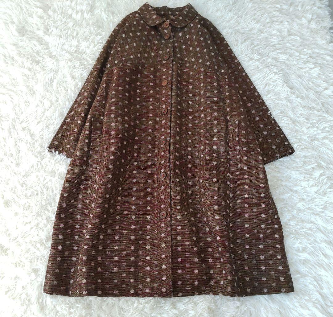 【未使用】かすりの里 久留米絣ラグランコー ト坂田織物 ゆったりサイズ