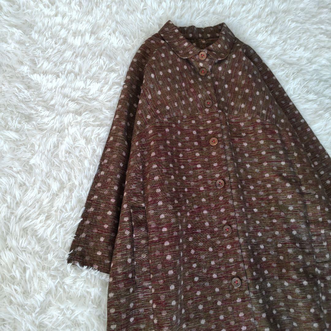 【未使用】かすりの里 久留米絣ラグランコー ト坂田織物 ゆったりサイズ