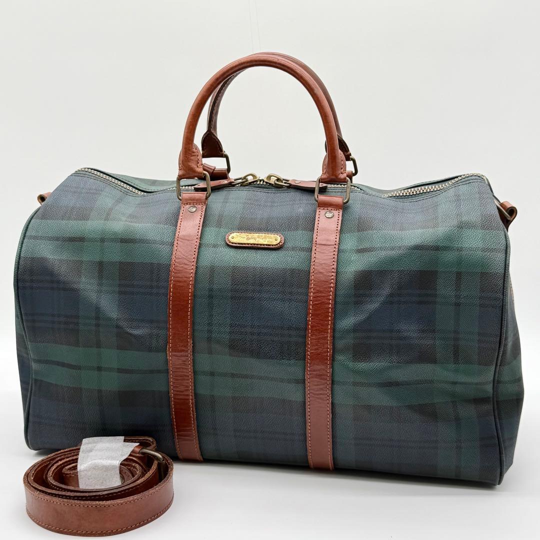 【美品】RalphLauren タータンチェック ボストンバッグ ヴィンテージ