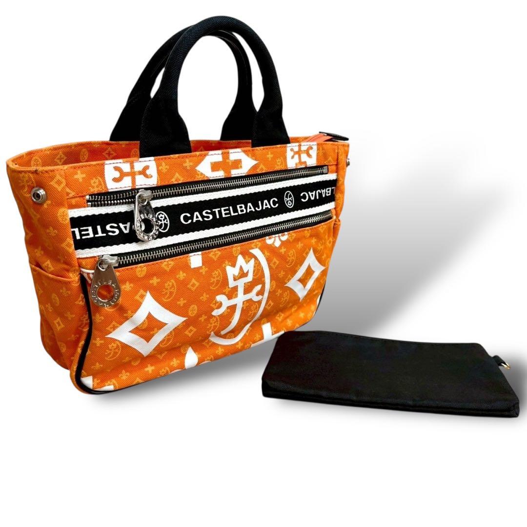 美品★カステルバジャック ドライビングトート ハンドバッグ ニース オレンジ