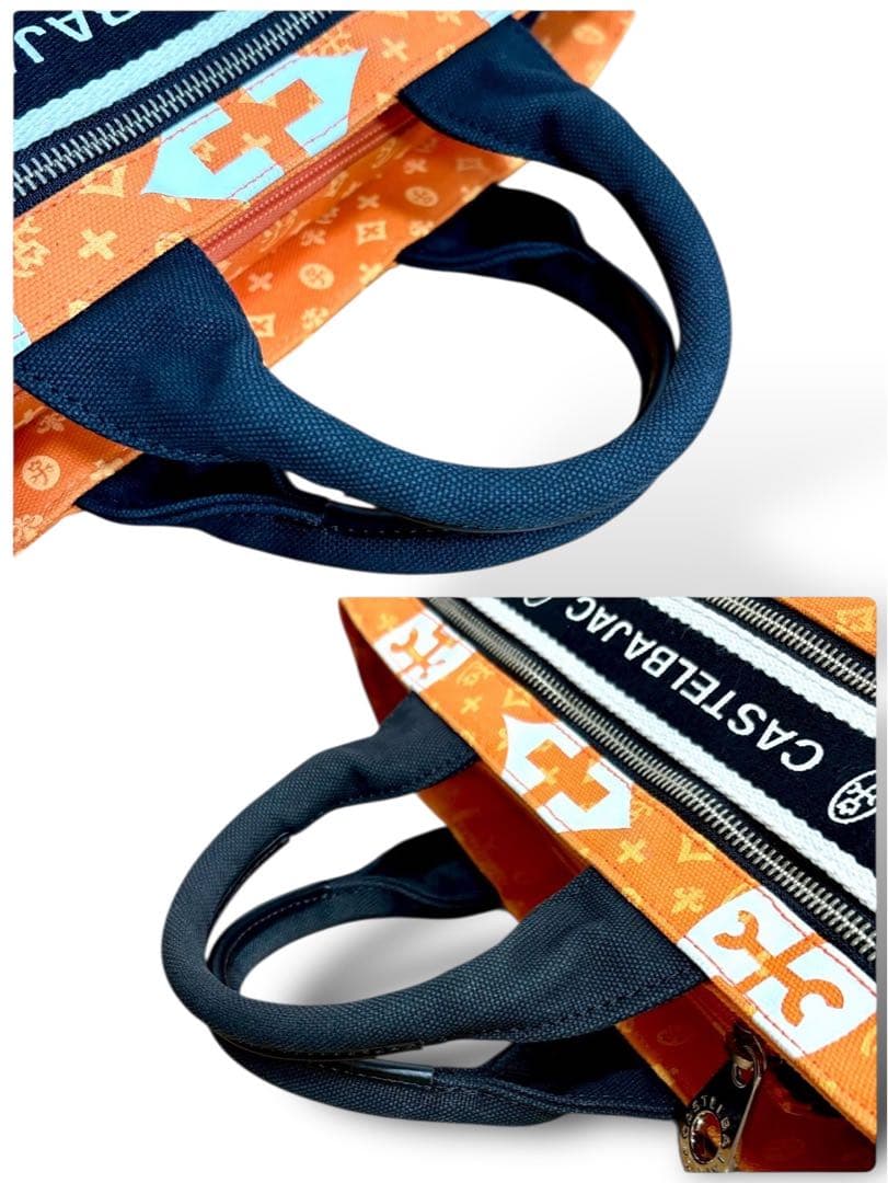 美品★カステルバジャック ドライビングトート ハンドバッグ ニース オレンジ