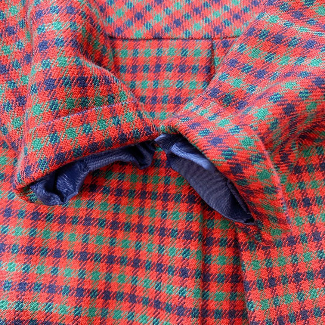 【極美品】familiar ファミリア 赤 チェック 長袖 ワンピース 白襟