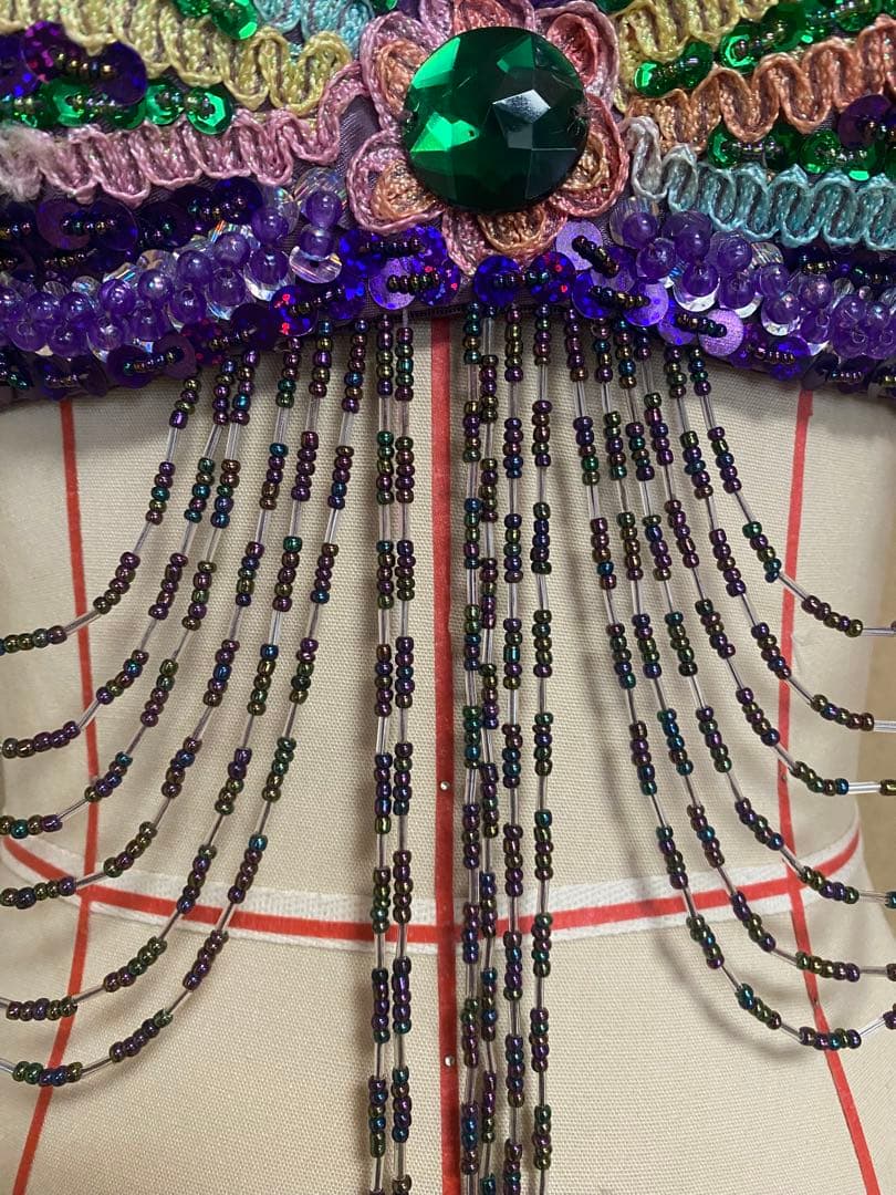 ベリーダンス衣装セットアップ パープルレインボーカラー