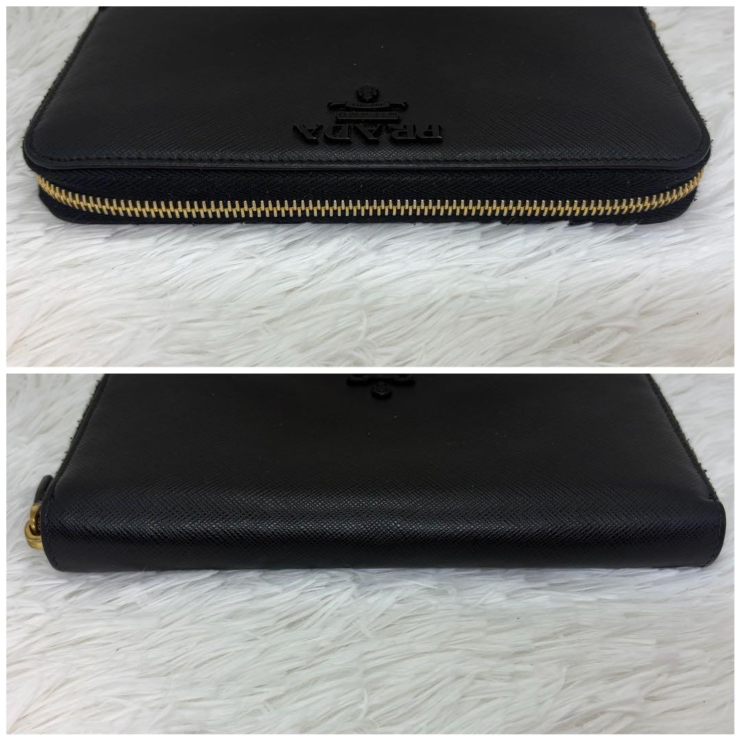 極美品✨プラダ　長財布　ラウンドファスナー　シャイン　サフィアーノ　レザー　黒