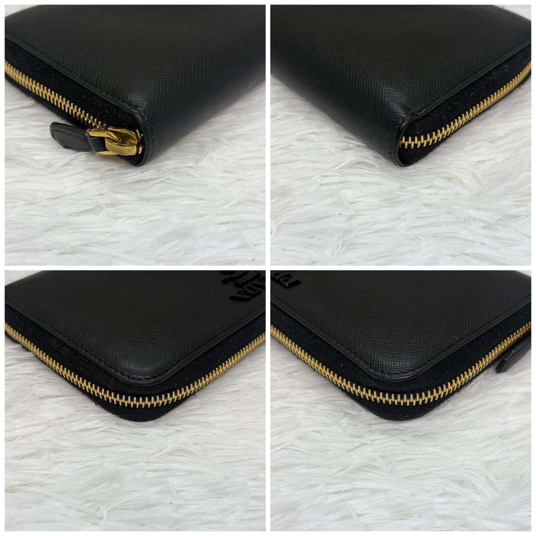 極美品✨プラダ　長財布　ラウンドファスナー　シャイン　サフィアーノ　レザー　黒