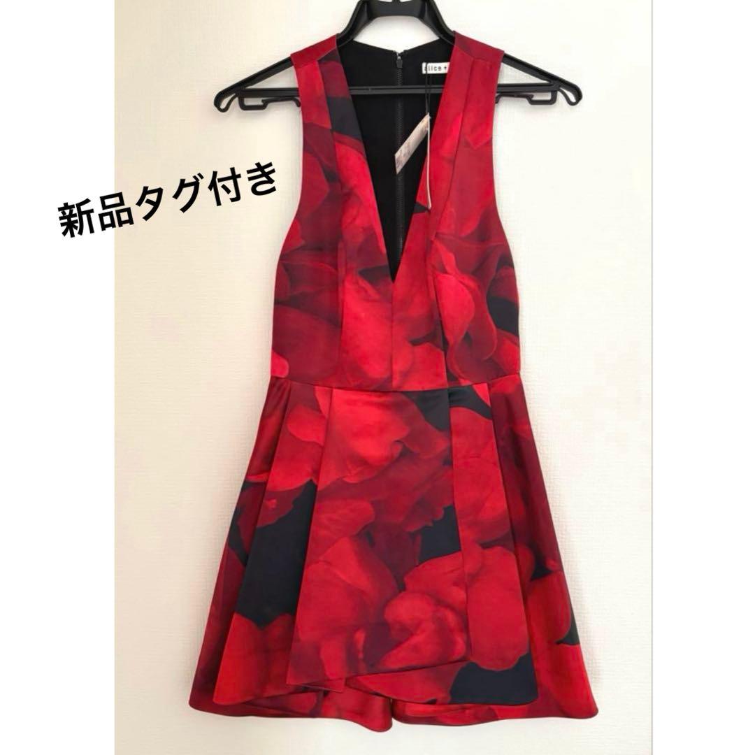 【新品タグ付き】ALICE + OLIVIA ミニドレス 赤 花柄