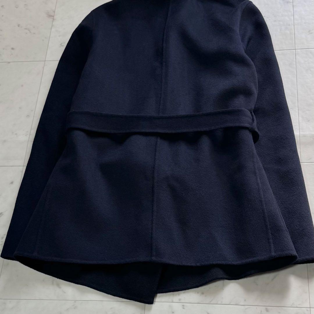美品 JOSEPH ベルテッドダブルフェイスコート カシミヤ混 バイカラー 38
