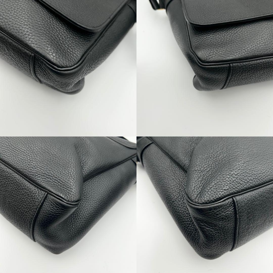 ポールスミス ショルダーバッグ メッセンジャー マルチストライプ シボ革 黒