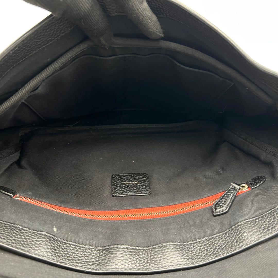 ポールスミス ショルダーバッグ メッセンジャー マルチストライプ シボ革 黒